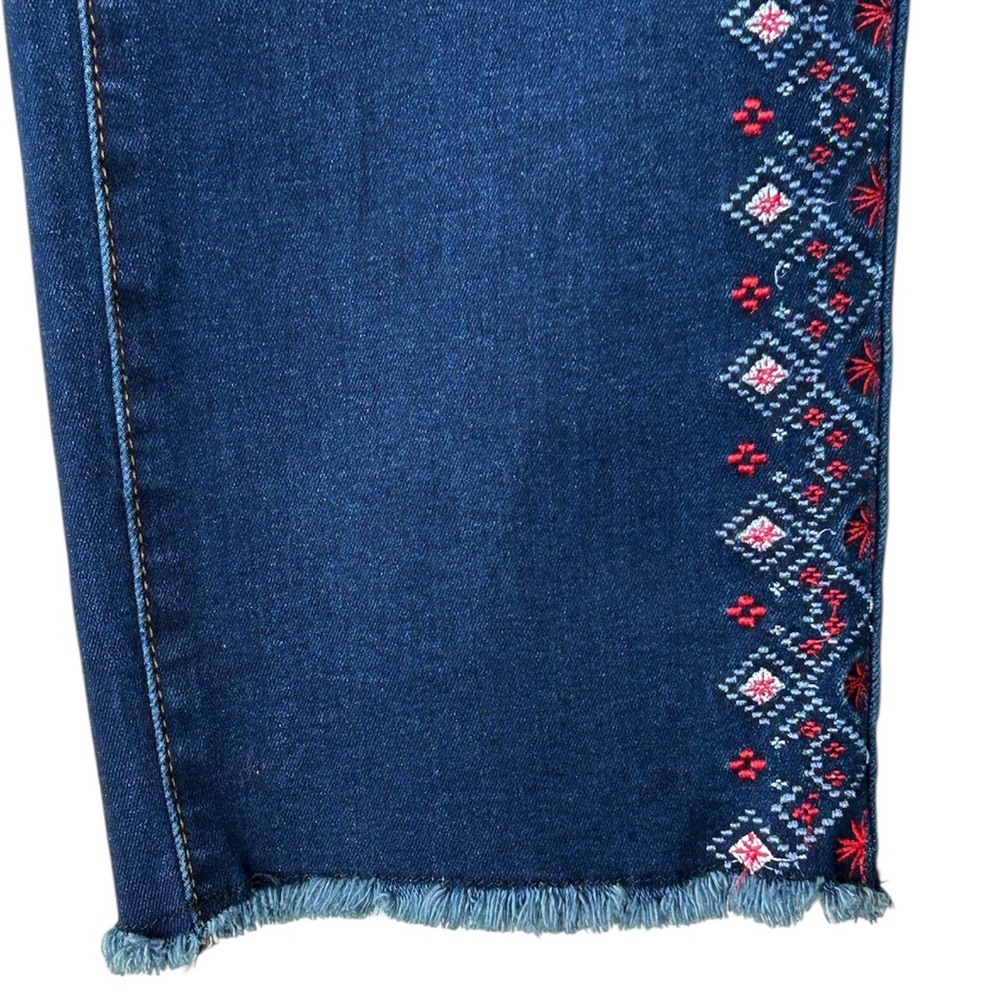 DG2 Diane Gilman New Classic Stretch Blue Denim Embroidered Ankle Jeans Size 10 - Picture 7 of 16